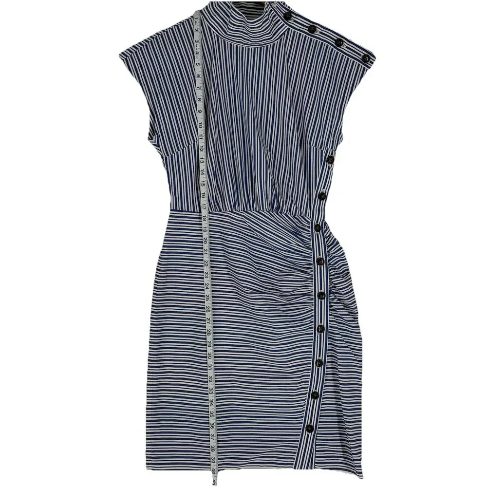 VERONICA BEARD Arabel gathered striped cotton-blend poplin dress Size 6 - Picture 4 of 12